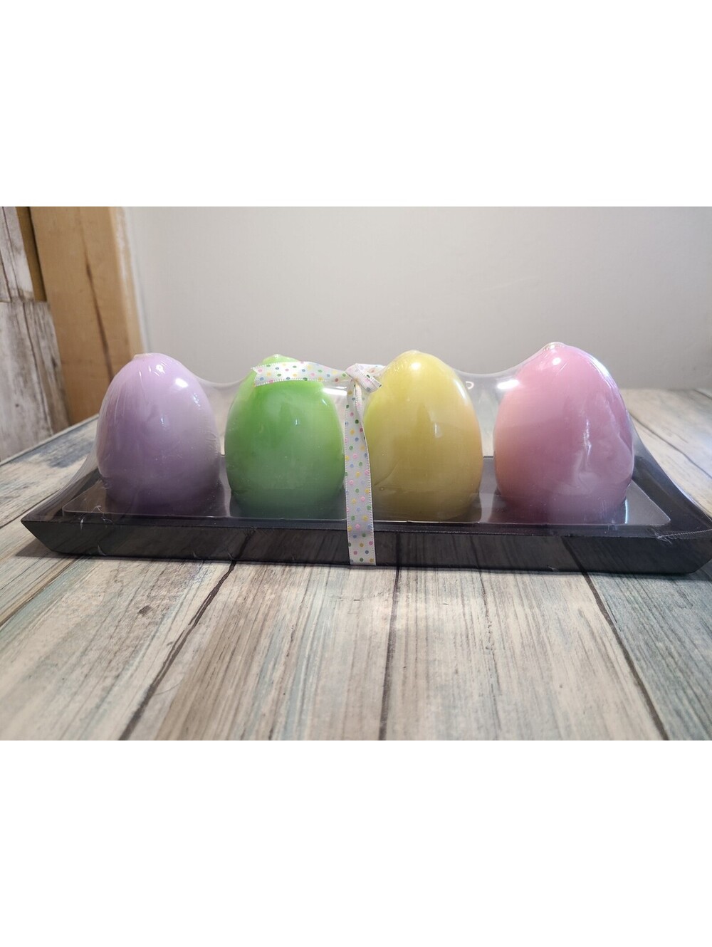 For Hallmark Easter Egg Candles With Wooden Tray Egg-shaped